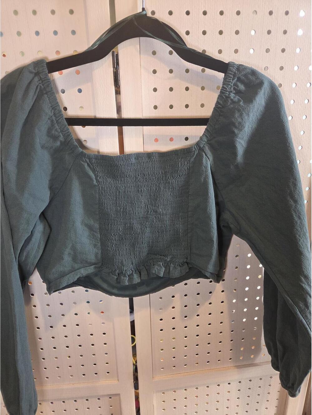 Kirious Los Angeles ( large) Green Cotton Long Sleeve Crop corset Top - Picture 8 of 9